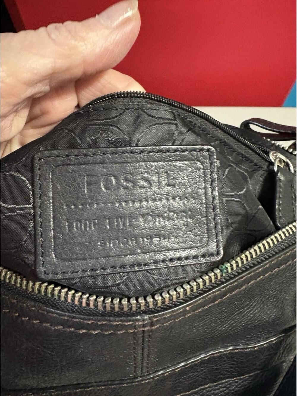 FOSSIL LONG LIVE VINTAGE BLACK LEATHER Shoulder Bag. Lots Of Space - Picture 12 of 16